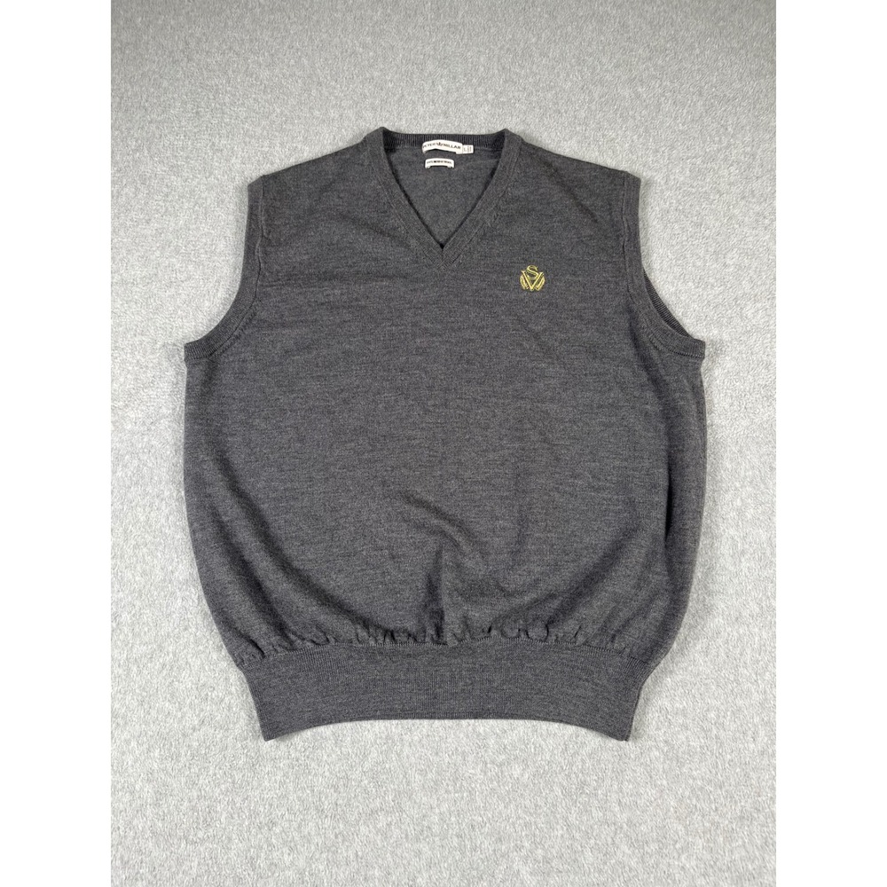Peter Millar Sage Valley Golf Club Large Gray Merino Wool V-Neck Sweater Vest
